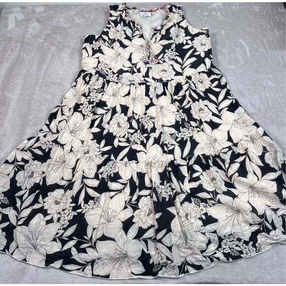 Johnny Was Black and Cream Floral Dress - Picture 6 of 10